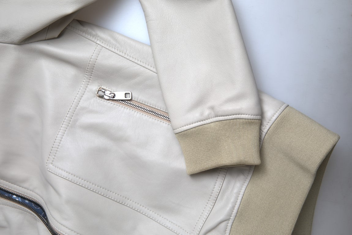 Dolce &amp; Gabbana blouson aviateur en cuir crème