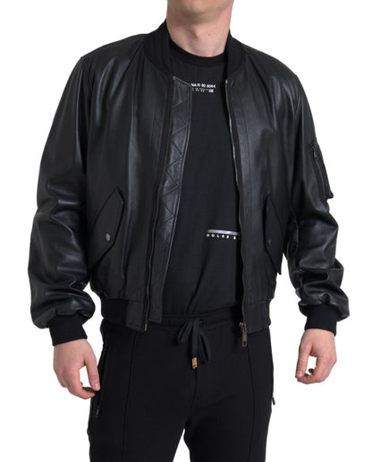 Dolce &amp; Gabbana blouson aviateur en cuir noir