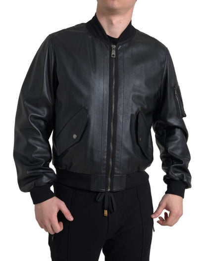 Dolce &amp; Gabbana blouson aviateur en cuir noir