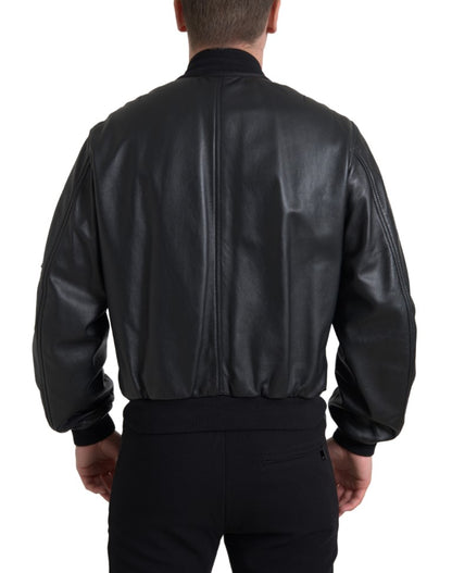 Dolce &amp; Gabbana blouson aviateur en cuir noir