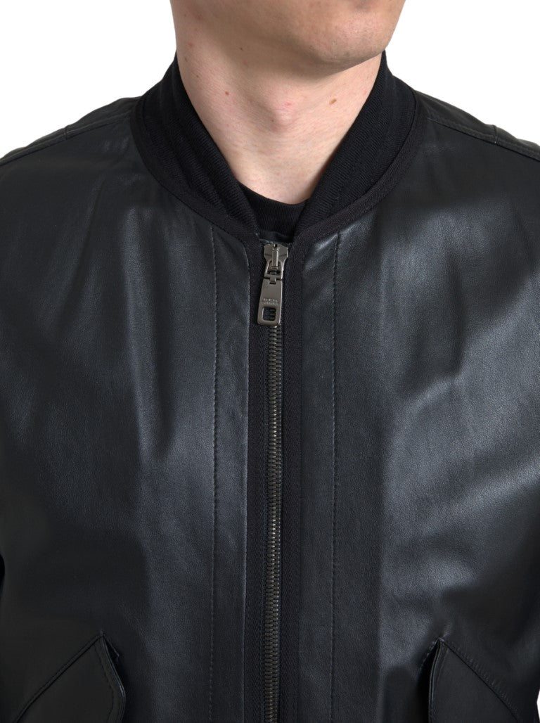 Dolce &amp; Gabbana blouson aviateur en cuir noir