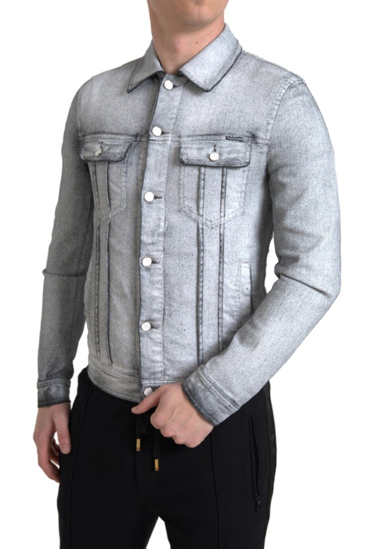 Veste en jean stretch en coton gris Dolce &amp; gabbana