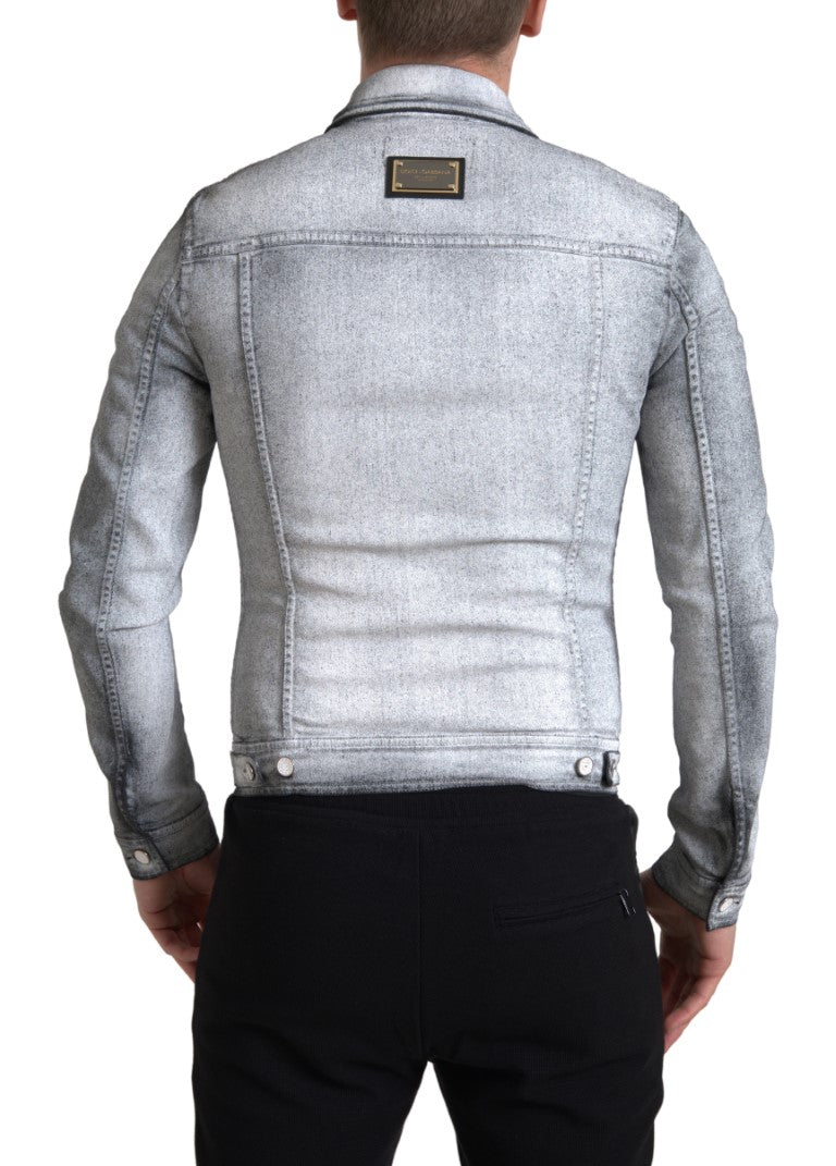 Veste en jean stretch en coton gris Dolce &amp; gabbana