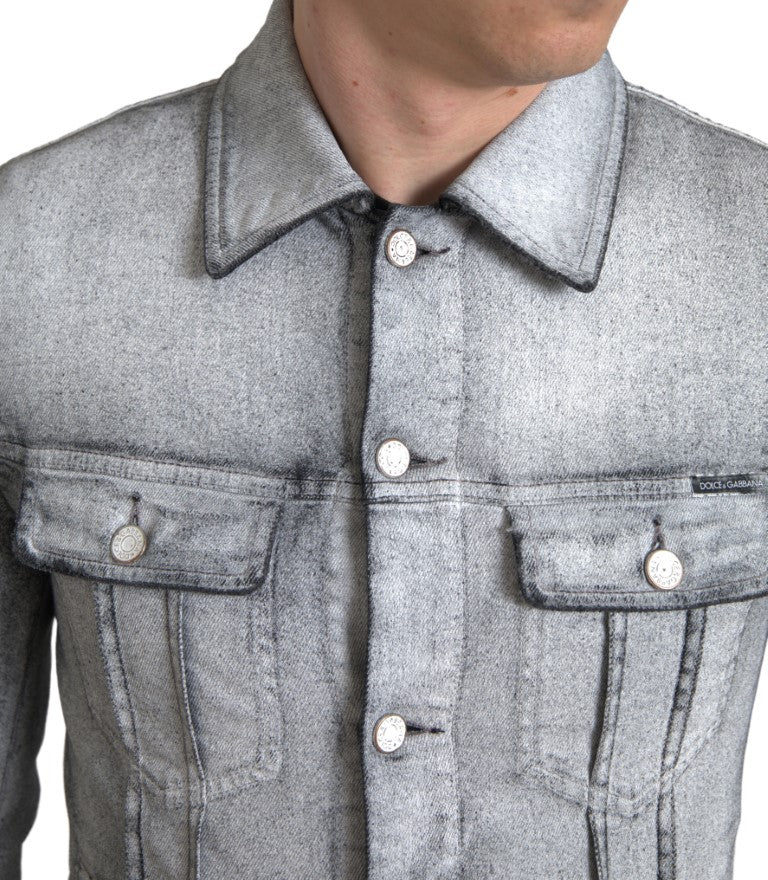 Veste en jean stretch en coton gris Dolce &amp; gabbana