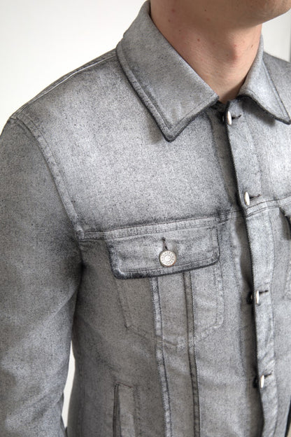 Veste en jean stretch en coton gris Dolce &amp; gabbana