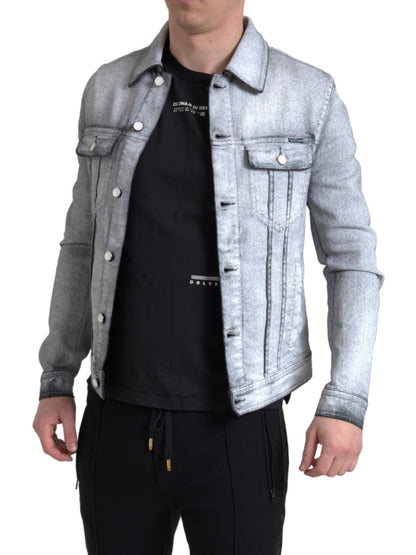 Veste en jean stretch en coton gris Dolce &amp; gabbana