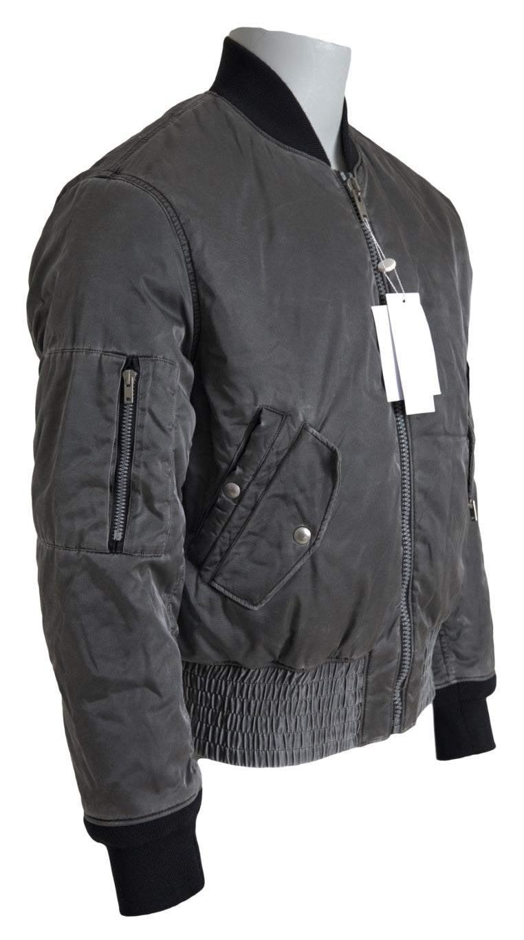 Mm6 maison margiela blouson aviateur gris fermeture zippée complète