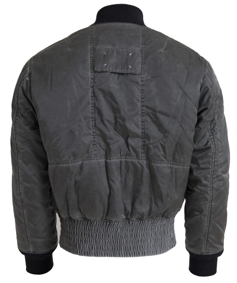 MM6 Maison Margiela Elegant Gray Bomber Jacket Full Zip Closure