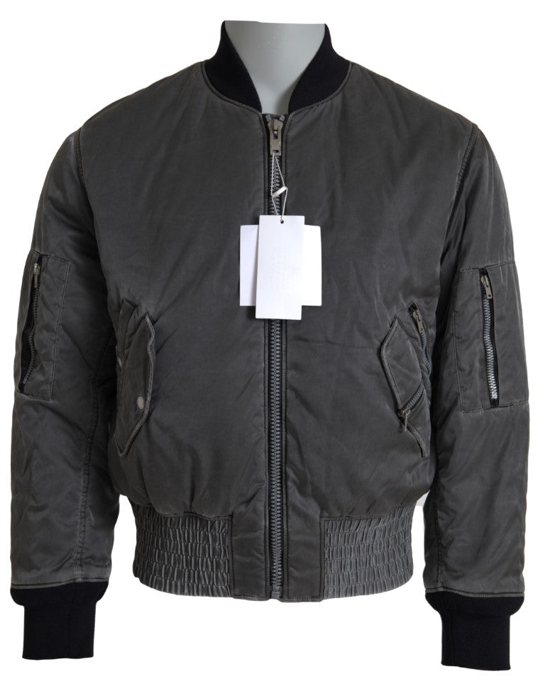 Mm6 maison margiela blouson aviateur gris fermeture zippée complète