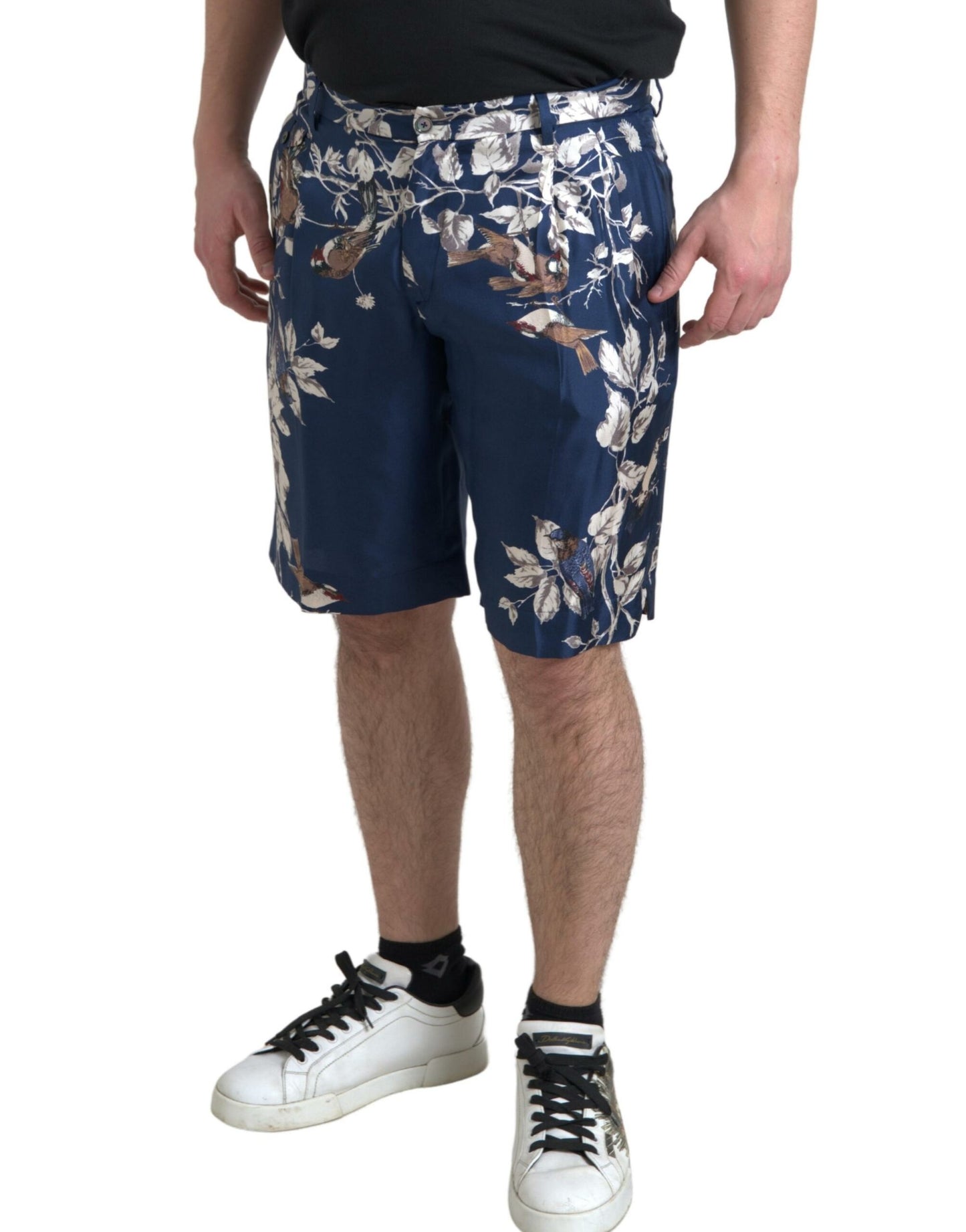 Dolce &amp; Gabbana - Bermuda en soie à fleurs - Bleu