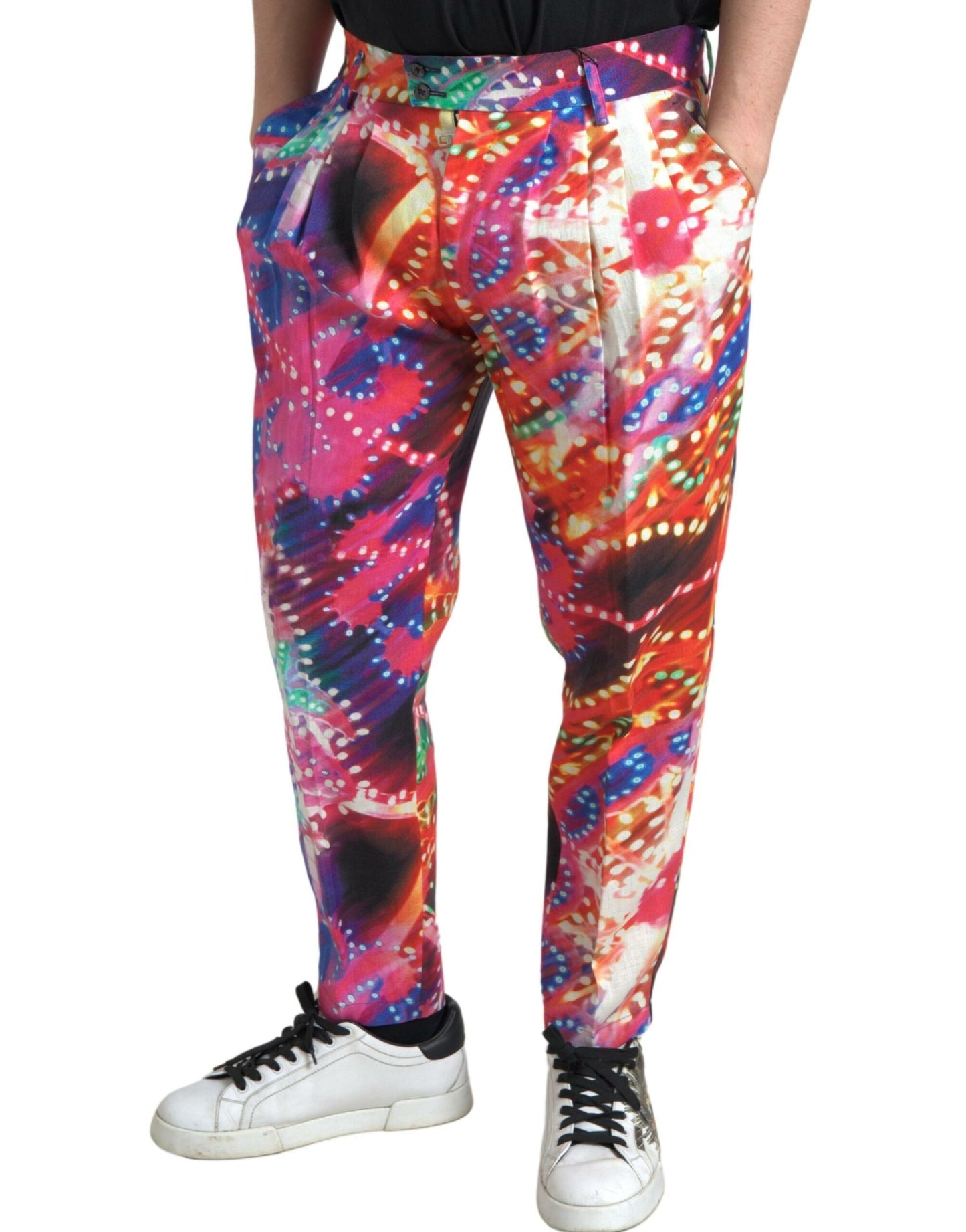 Dolce &amp; gabbana pantalon chino en lin multicolore - italien