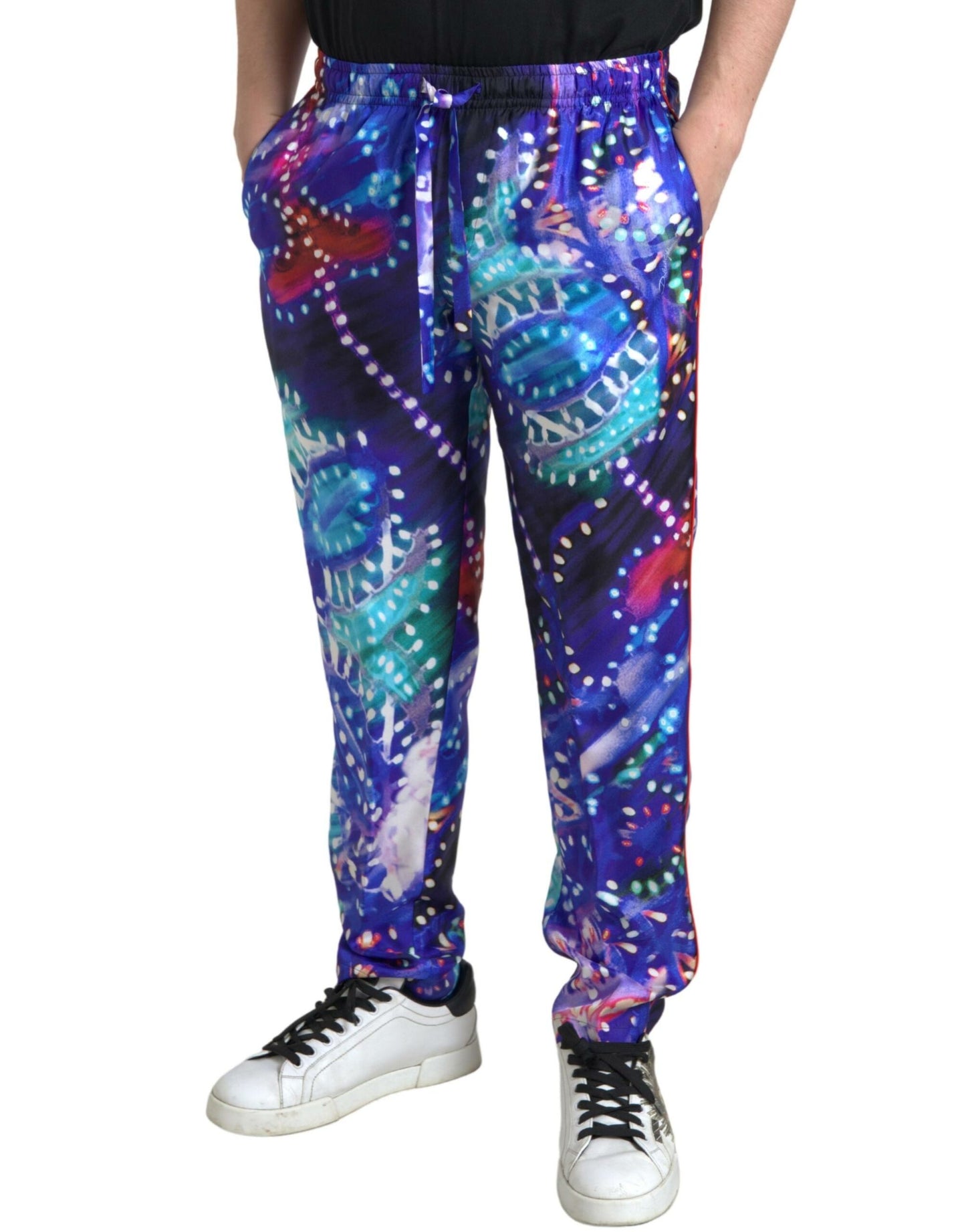 Dolce &amp; gabbana pantalon de jogging en soie multicolore