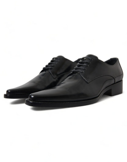 Chaussures plates formelles en cuir noir Dolce &amp; Gabbana