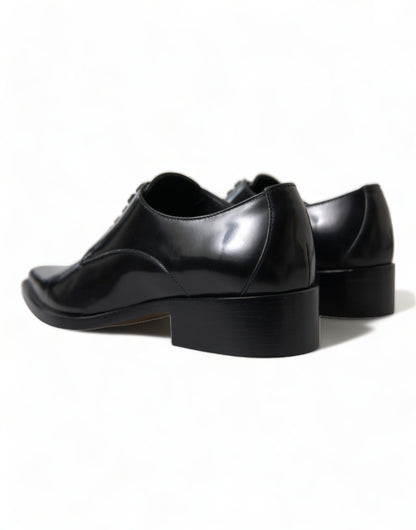 Chaussures plates formelles en cuir noir Dolce &amp; Gabbana