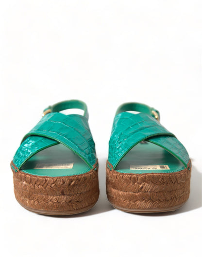 Dolce & Gabbana Elegant Green Espadrille Platform Sandals