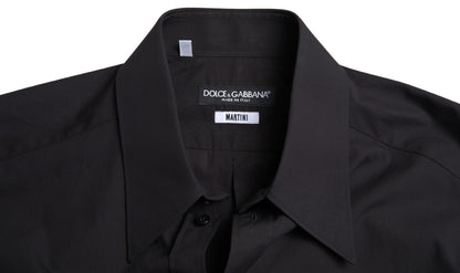 Dolce &amp; gabbana chemise habillée en coton noir coupe slim