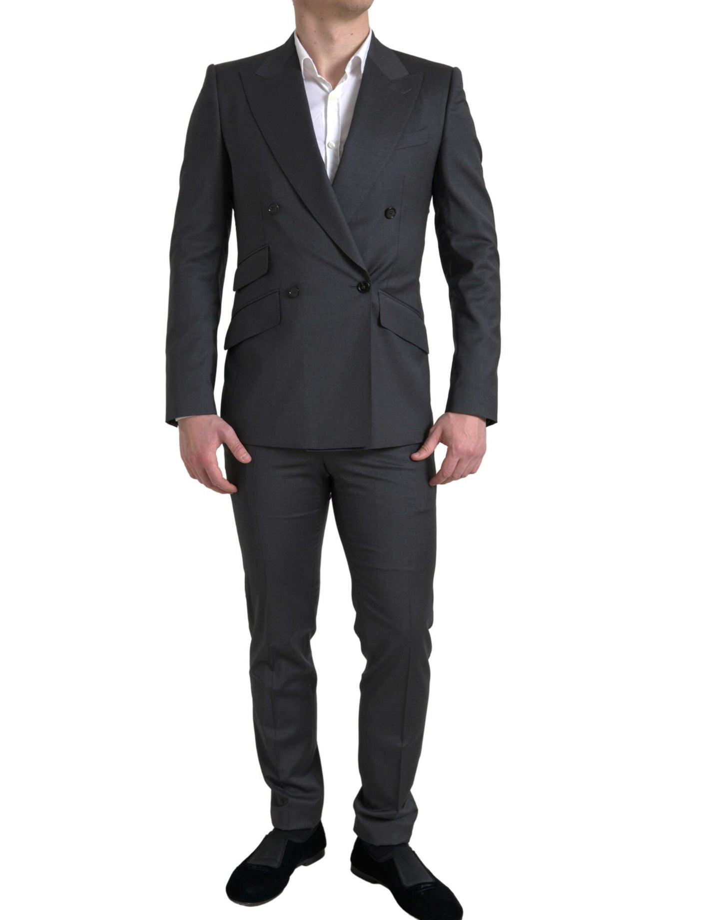 Dolce &amp; Gabbana Costume croisé gris élégant coupe slim