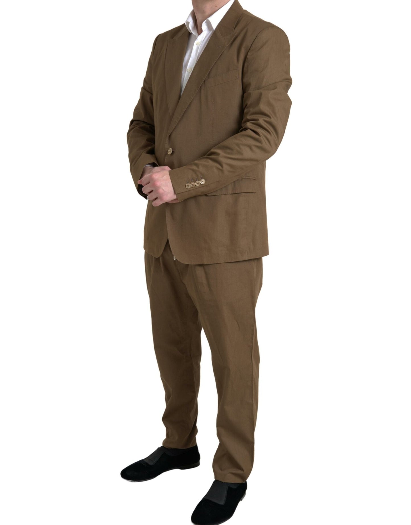 Dolce & Gabbana Elegant Brown Silk Blend Taormina Suit