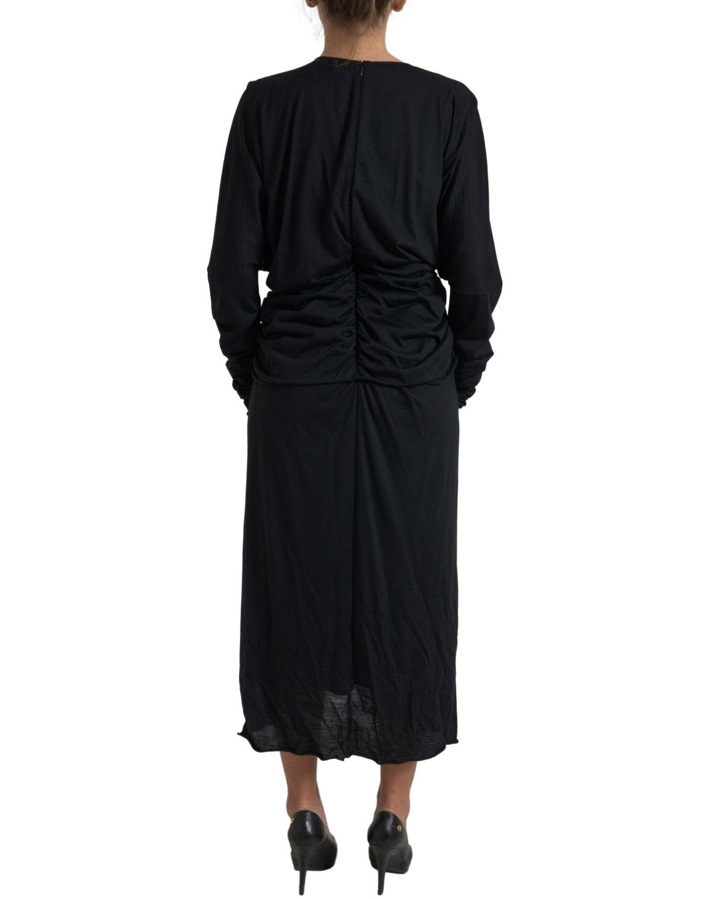 Robe portefeuille en laine noire Dolce &amp; gabbana