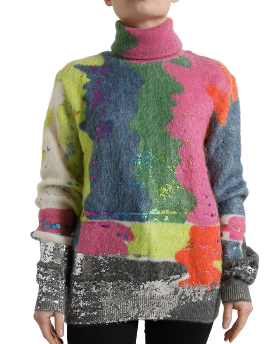 Dolce &amp; gabbana pull à col roulé à rayures en mohair multicolore