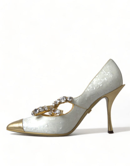 Talons à nœud en cristal verni blanc Dolce &amp; Gabbana