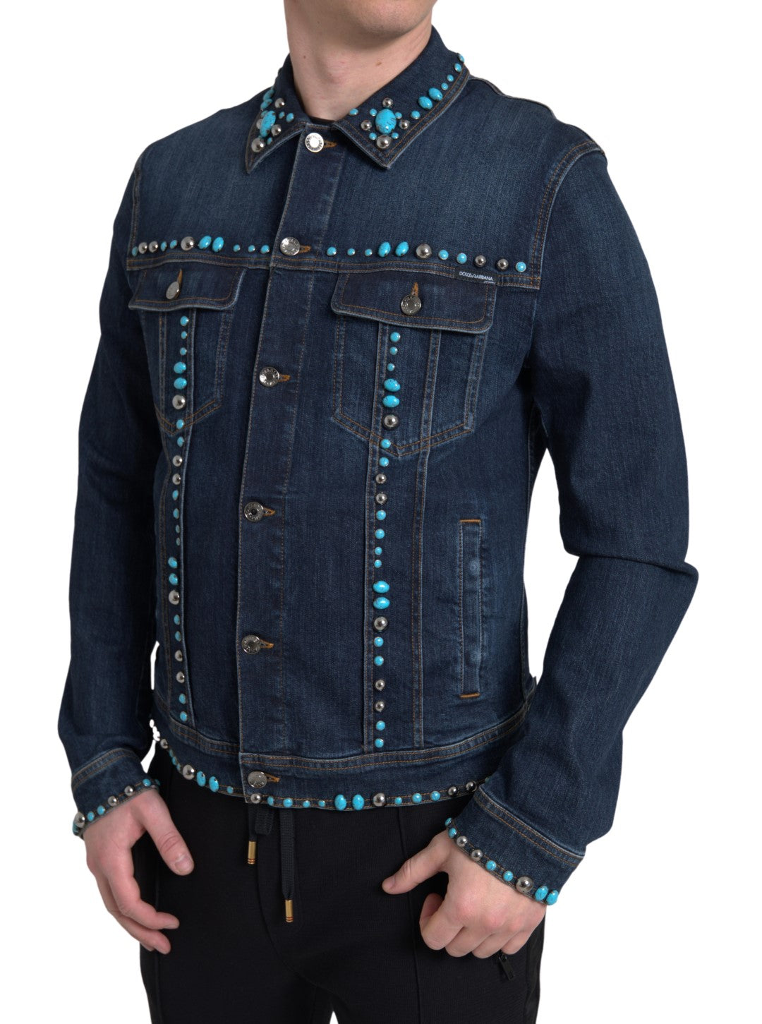 Veste en jean turquoise ornée Dolce &amp; Gabbana