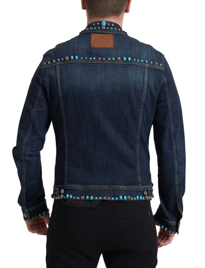 Veste en jean turquoise ornée Dolce &amp; Gabbana