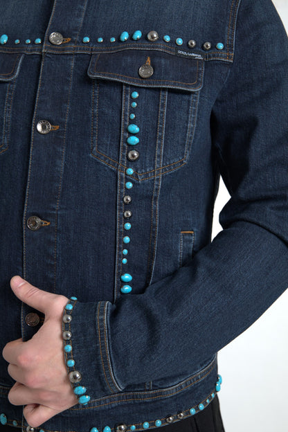 Veste en jean turquoise ornée Dolce &amp; Gabbana