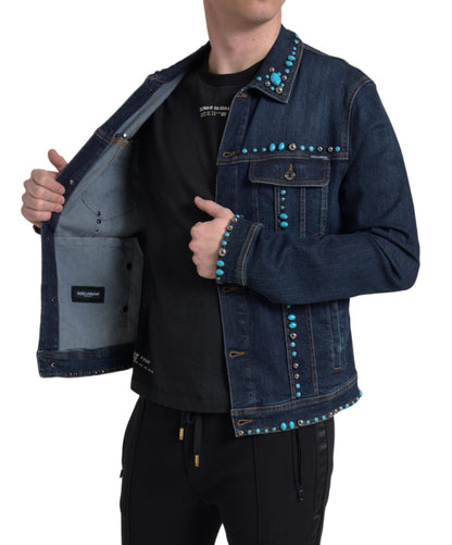 Veste en jean turquoise ornée Dolce &amp; Gabbana