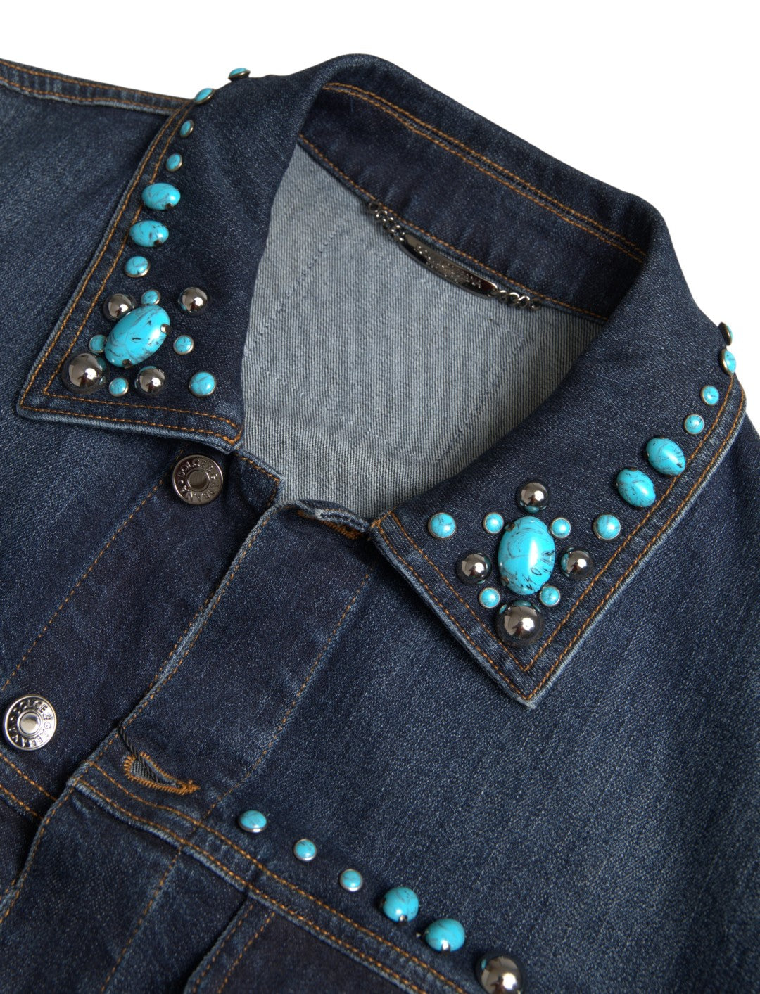 Veste en jean turquoise ornée Dolce &amp; Gabbana