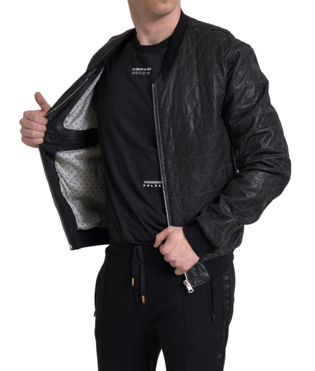 Dolce &amp; Gabbana blouson aviateur en cuir noir