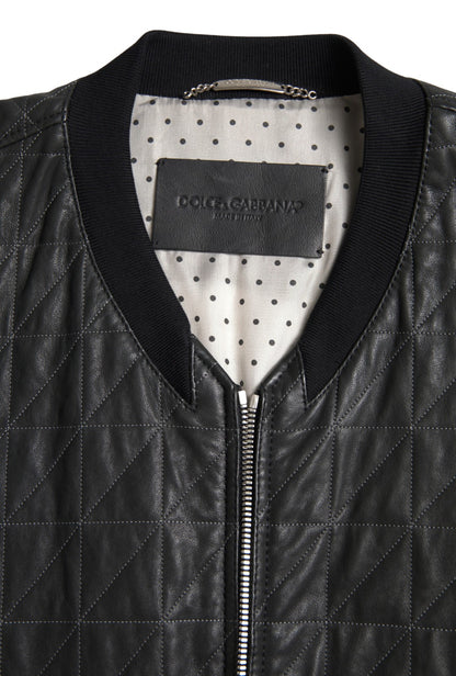 Dolce &amp; Gabbana blouson aviateur en cuir noir