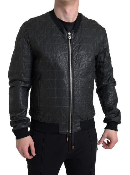 Dolce &amp; Gabbana blouson aviateur en cuir noir