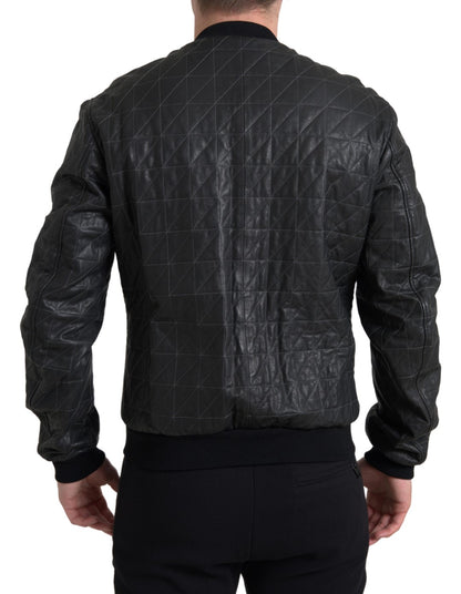 Dolce &amp; Gabbana blouson aviateur en cuir noir