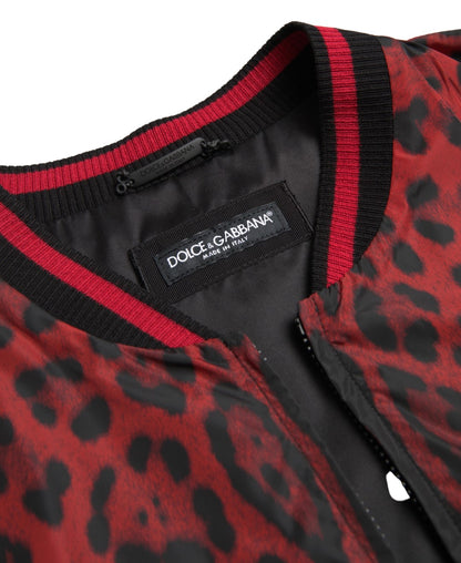 Dolce &amp; Gabbana blouson aviateur rouge à imprimé léopard