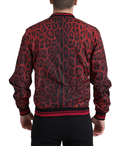 Dolce &amp; Gabbana blouson aviateur rouge à imprimé léopard