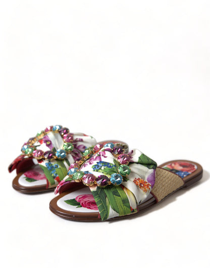 Dolce & Gabbana Exquisite Floral Print Flat Sandals