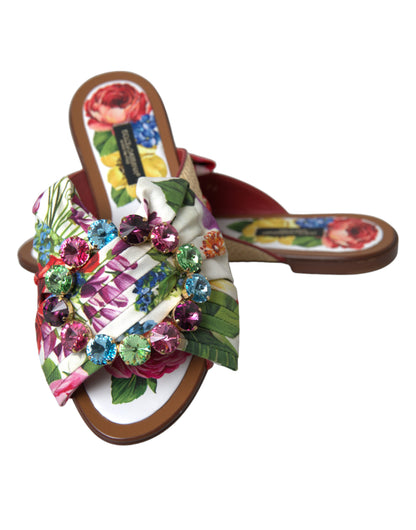 Dolce &amp; gabbana sandales plates à imprimé floral exquis