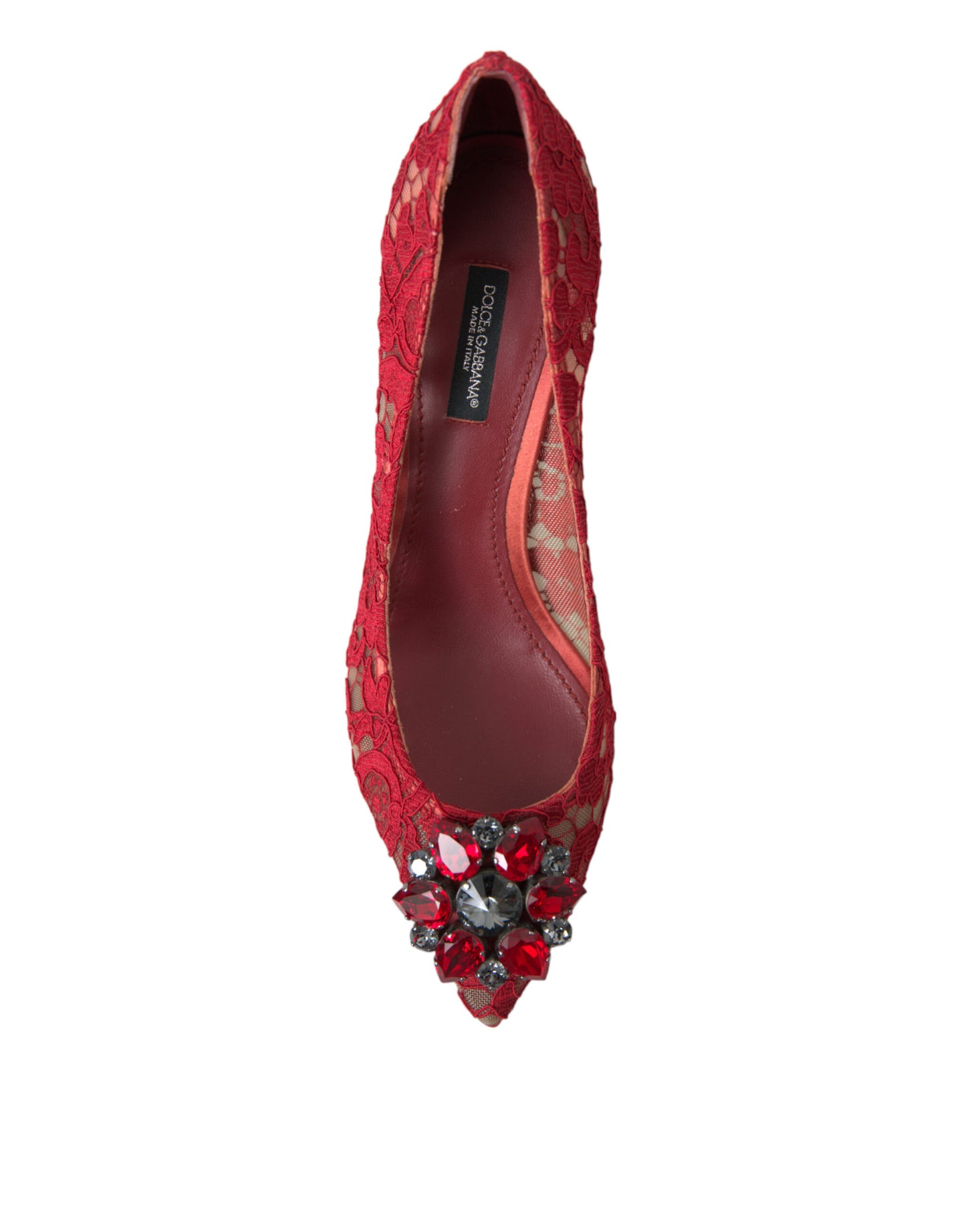 Talons en dentelle rouge radiant Dolce &amp; gabbana avec cristaux