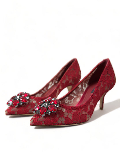 Talons en dentelle rouge radiant Dolce &amp; gabbana avec cristaux