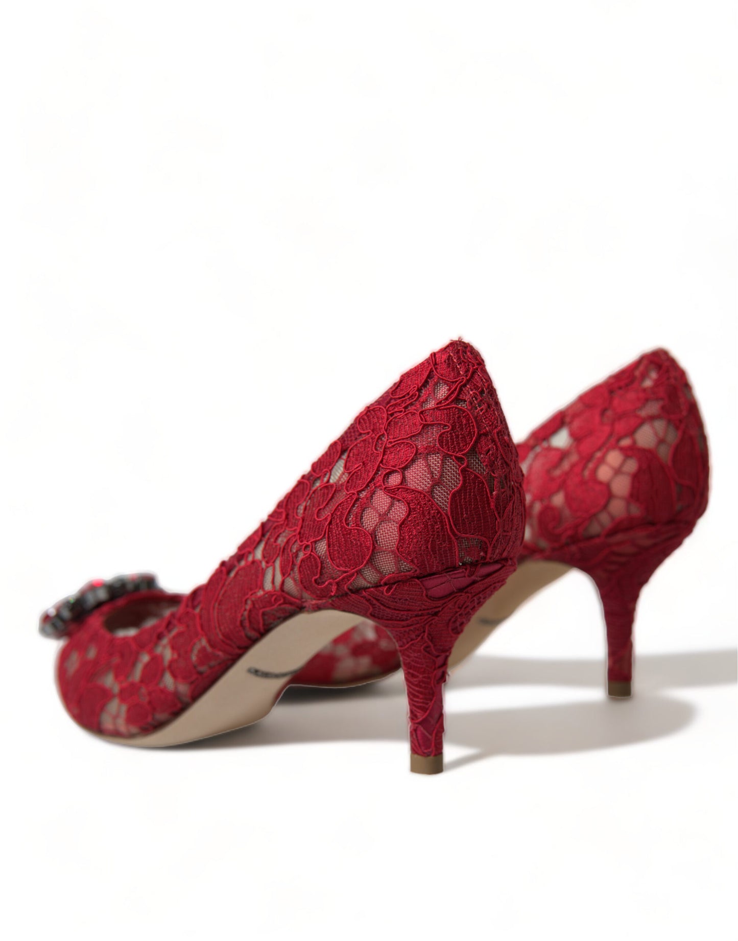 Talons en dentelle rouge radiant Dolce &amp; gabbana avec cristaux