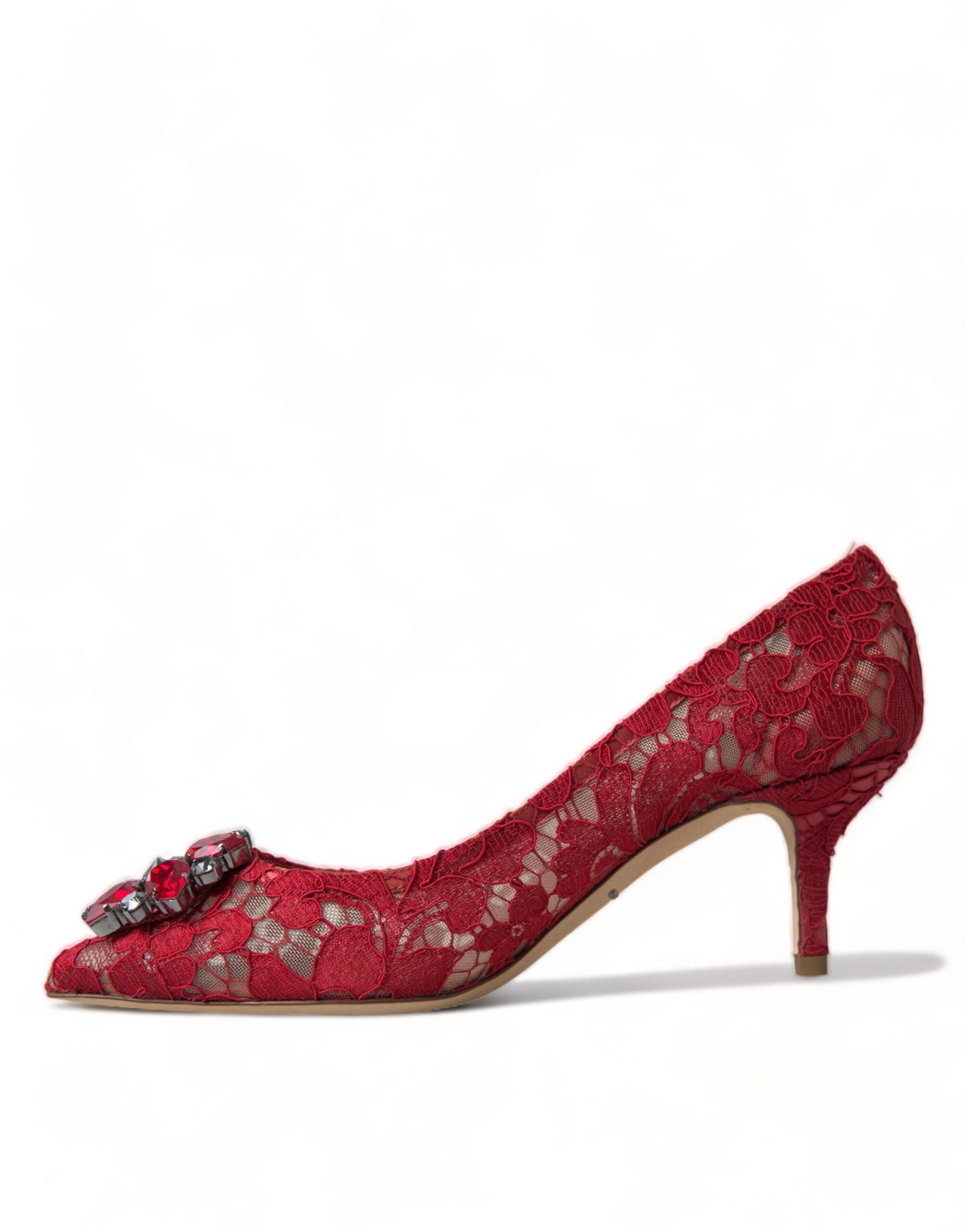 Talons en dentelle rouge radiant Dolce &amp; gabbana avec cristaux