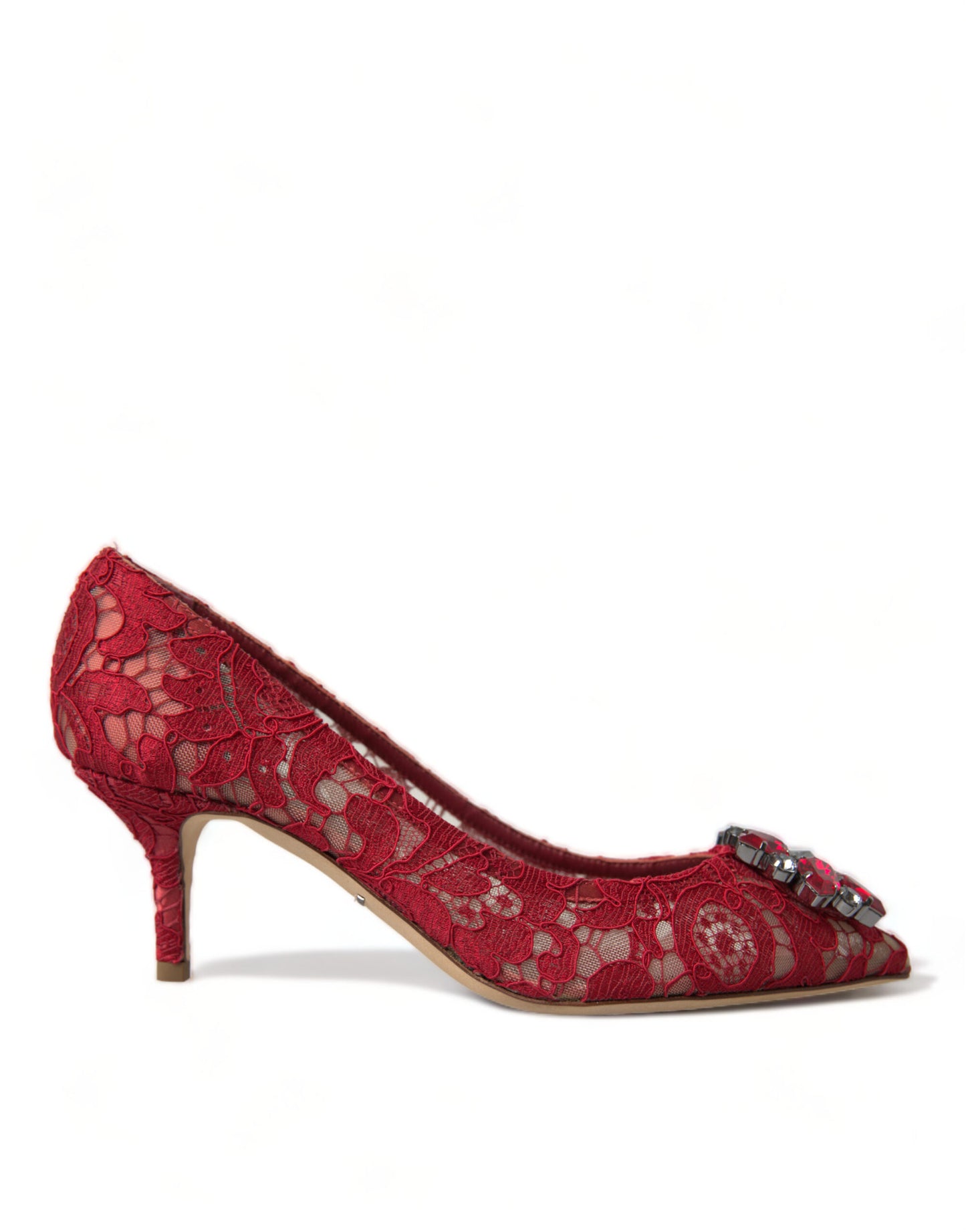 Talons en dentelle rouge radiant Dolce &amp; gabbana avec cristaux