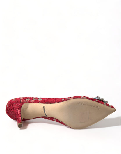 Talons en dentelle rouge radiant Dolce &amp; gabbana avec cristaux