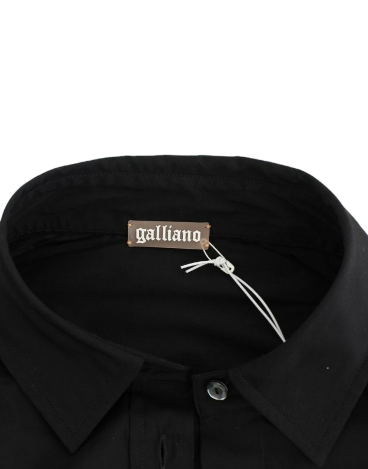 John Galliano Elegante blusa de manga corta elástica de algodón negro