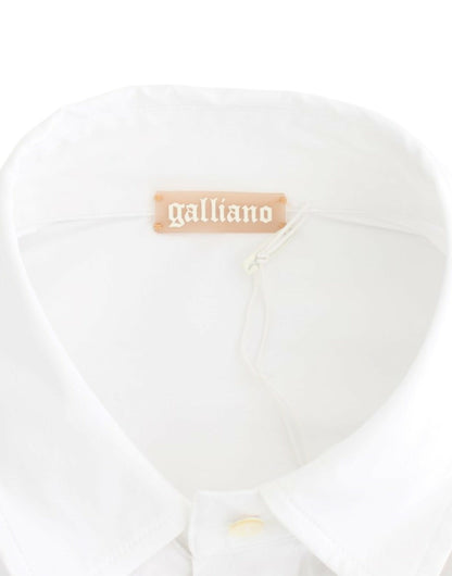 Blouse à manches courtes en coton mélangé blanc John Galliano