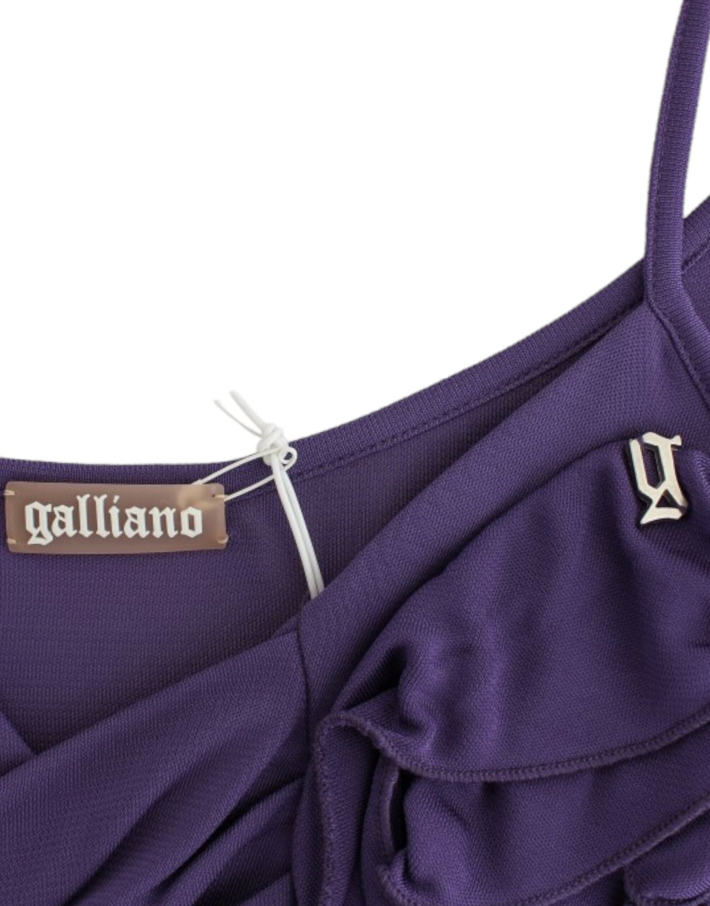 John Galliano elegante vestido de cóctel de punto morado