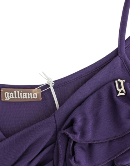 John Galliano elegante vestido de cóctel de punto morado