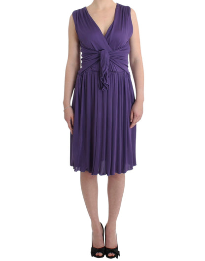 Robe en jersey violette longueur genou John Galliano