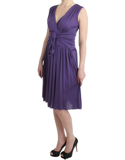 Robe en jersey violette longueur genou John Galliano